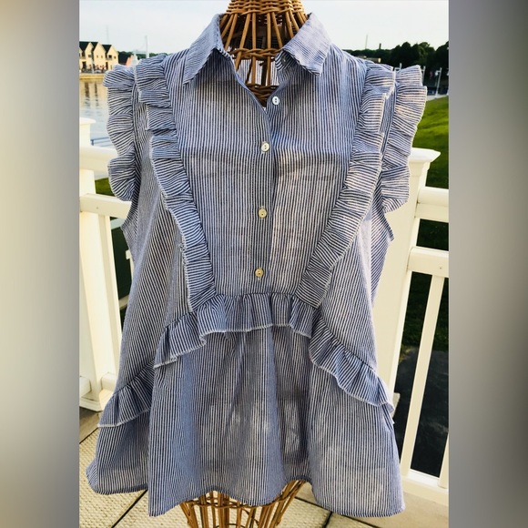 Anthropologie Tops - Anthropologie Eri + Ali Striped Ruffle Tank